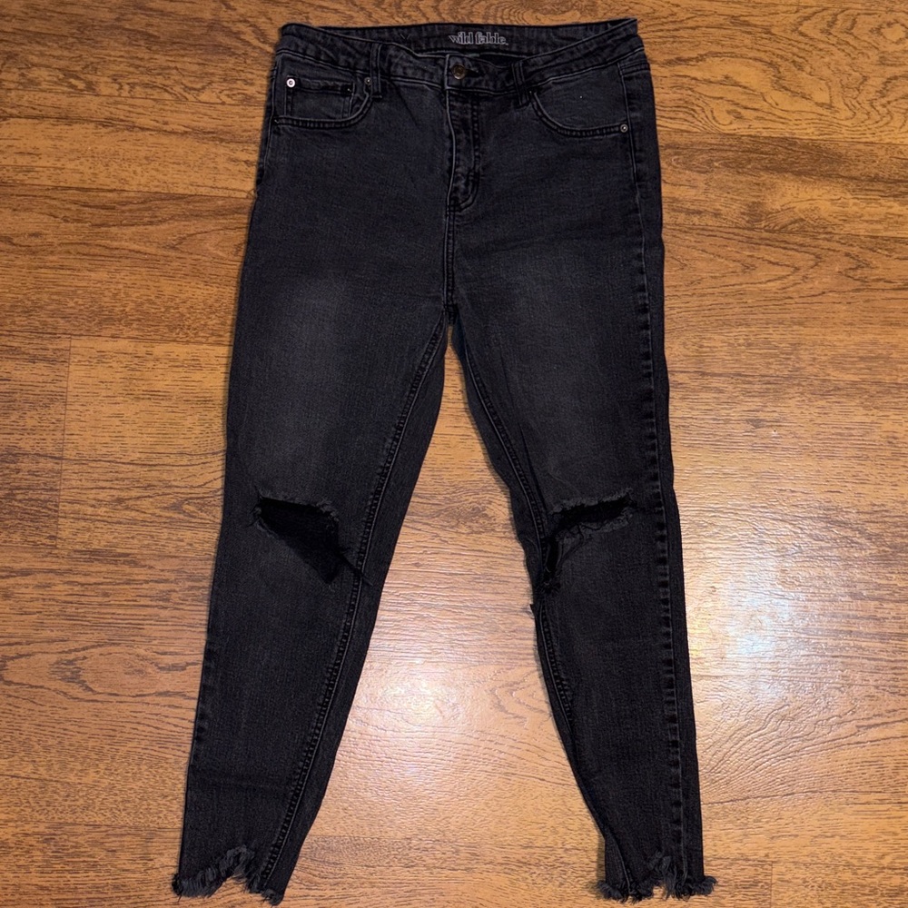 wild fable Black Skinny Distressed Jeans